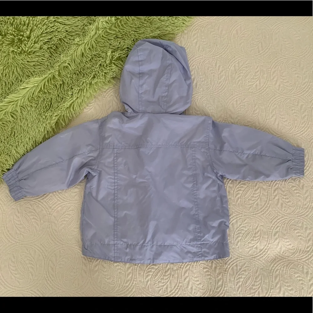 VTG Oshkosh Windbreaker Girls Size 18M Purple Jacket Hood Long Sleeves Lined